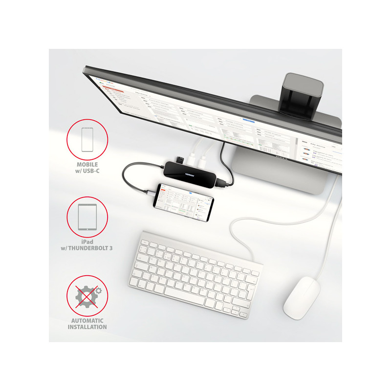 AXAGON HMC-6H4A, USB 3.2 Gen 1 húb, porty 4x USB-A, HDMI 4k/30Hz, PD 100W, kábel USB-C 20cm