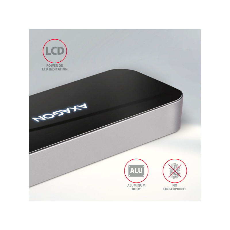 AXAGON HMC-6H4A, USB 3.2 Gen 1 húb, porty 4x USB-A, HDMI 4k/30Hz, PD 100W, kábel USB-C 20cm