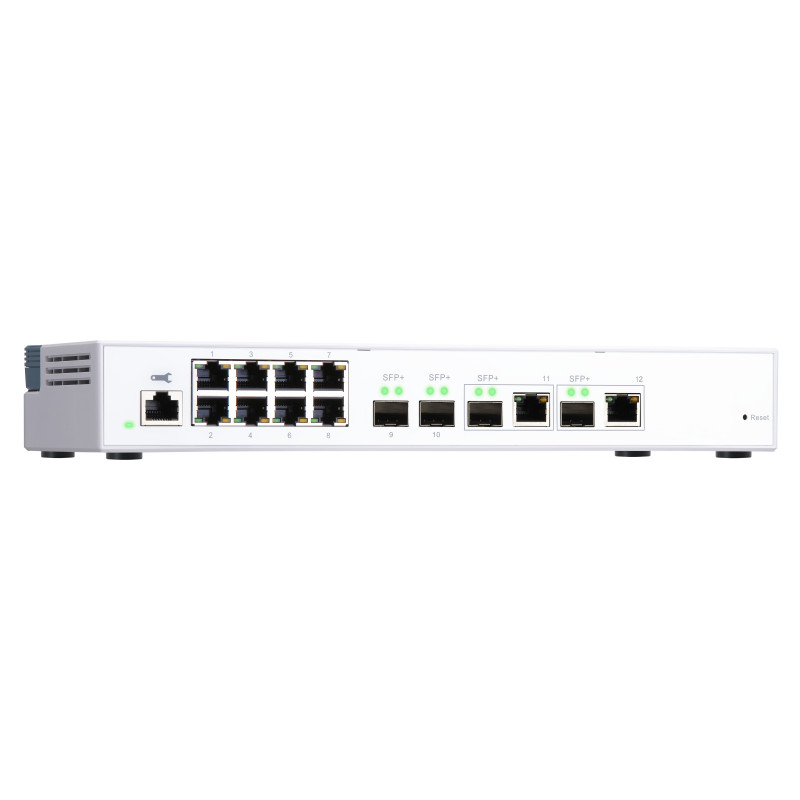 QNAP riadený switch QSW-M408-2C (12portov: 8x Gigabit port + 4x 10G SFP+ /2x 10GbE kombo porty)