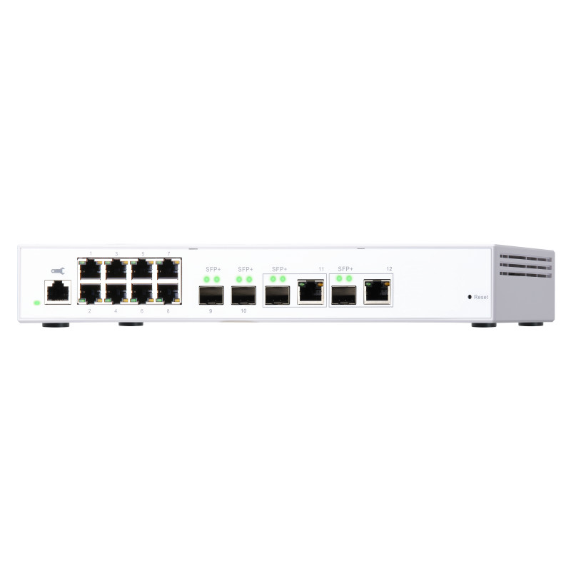 QNAP riadený switch QSW-M408-2C (12portov: 8x Gigabit port + 4x 10G SFP+ /2x 10GbE kombo porty)