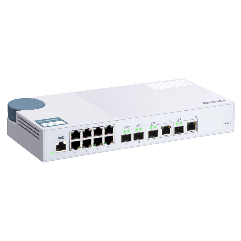 QNAP riadený switch QSW-M408-2C (12portov: 8x Gigabit port + 4x 10G SFP+ /2x 10GbE kombo porty)