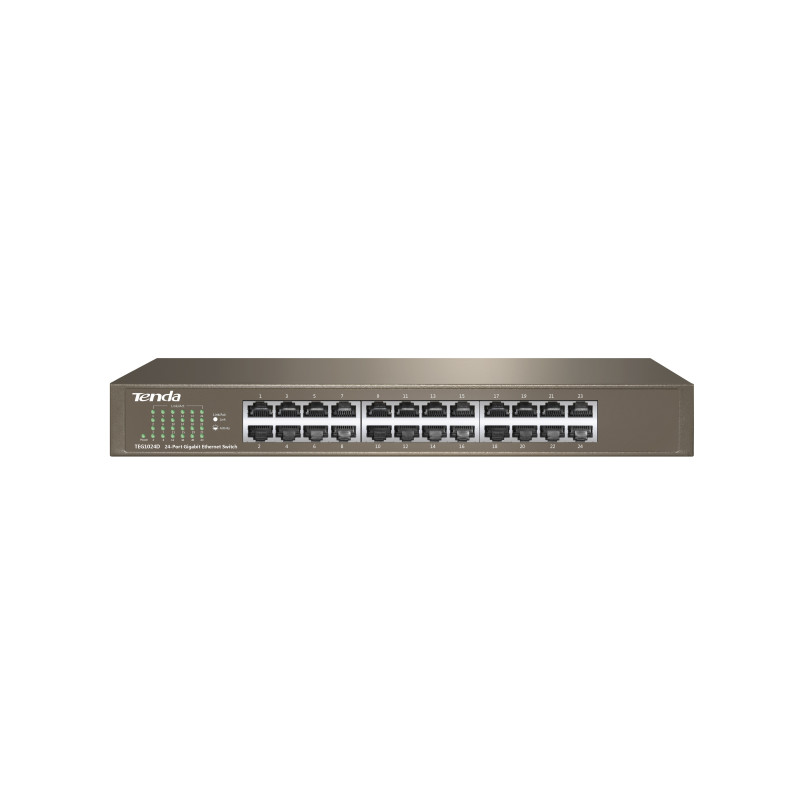 Tenda TEG1024D 24x Gigabit Switch, Fanless-bez ventilátorov, Rackmount, ochrana proti prepätiu
