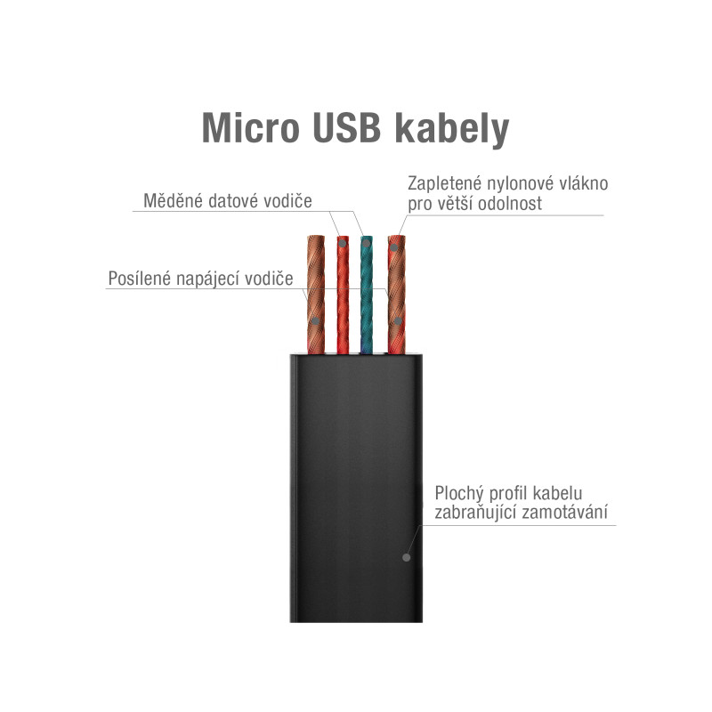 Kabel AVACOM MIC-120K USB - Micro USB, 120cm, čierna