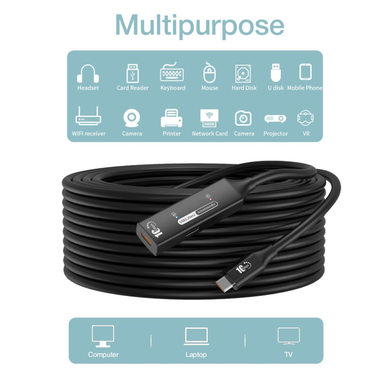 PremiumCord USB-C repeater + kábel USB-C, 5m