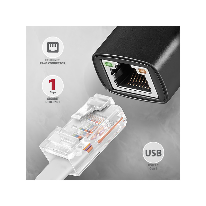 AXAGON ADE-AR, USB-A 3.2 Gen 1 - Gigabit Ethernet sieťová karta, Realtek 8153, auto inštal