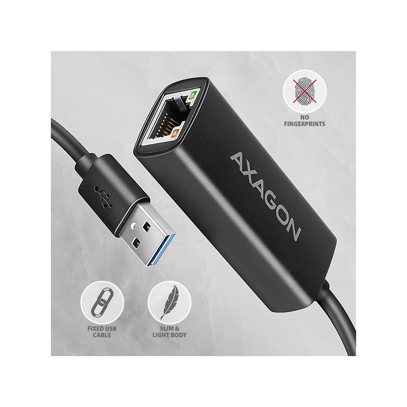 AXAGON ADE-AR, USB-A 3.2 Gen 1 - Gigabit Ethernet sieťová karta, Realtek 8153, auto inštal