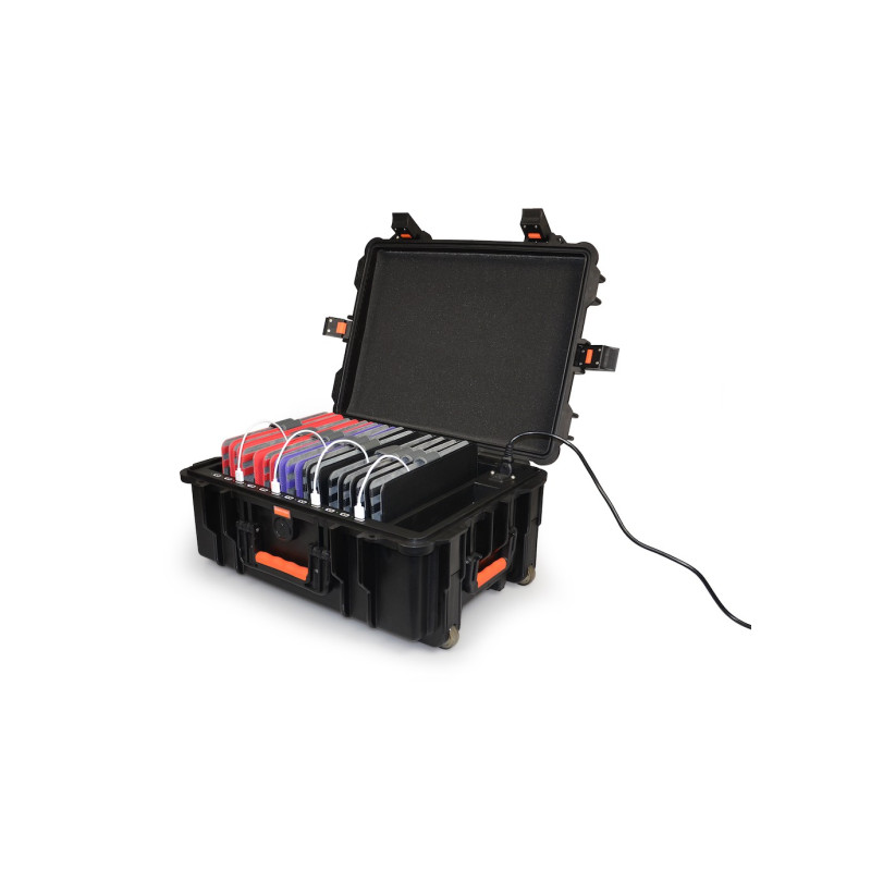 NONAME - PORT CONNECT Rolling charging cabinet, nabíjací prepravný kufor na kolesách pre 12 zariadení, čierny