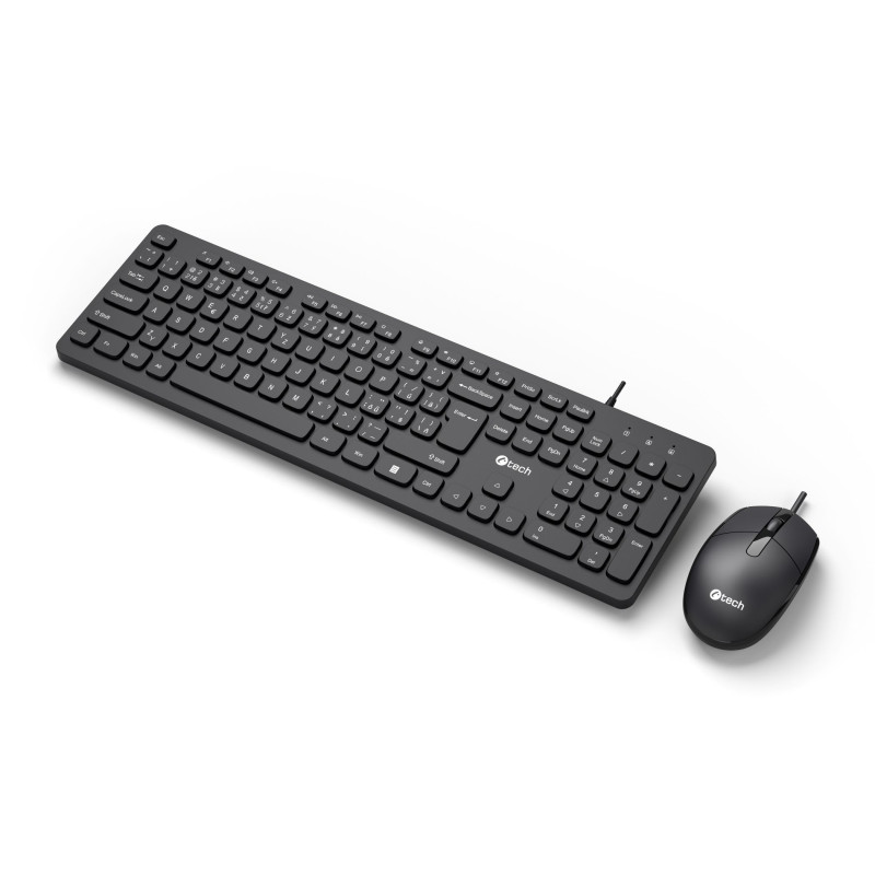 Klávesnica C-TECH KBM-105, drôtový combo set s myšou, USB, CZ/SK