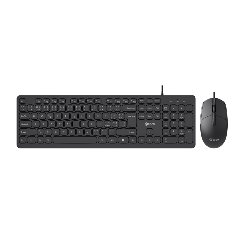Klávesnica C-TECH KBM-105, drôtový combo set s myšou, USB, CZ/SK