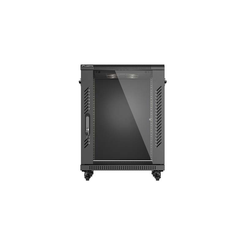 LANBERG INŠTALAČNÝ RACK 19'' 15U 600X600 ČIERNE SKLENENÉ DVERE (PLOCHÉ BALENIE)