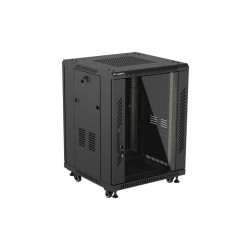 LANBERG INŠTALAČNÝ RACK 19'' 15U 600X600 ČIERNE SKLENENÉ DVERE (PLOCHÉ BALENIE)