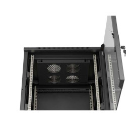 LANBERG INŠTALAČNÝ RACK 19'' 15U 600X600 ČIERNE SKLENENÉ DVERE (PLOCHÉ BALENIE)
