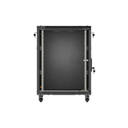 LANBERG INŠTALAČNÝ RACK 19'' 15U 600X600 ČIERNE SKLENENÉ DVERE (PLOCHÉ BALENIE)