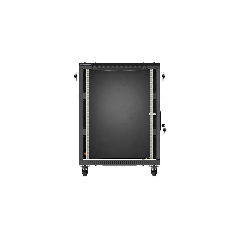 LANBERG INŠTALAČNÝ RACK 19'' 15U 600X600 ČIERNE SKLENENÉ DVERE (PLOCHÉ BALENIE)