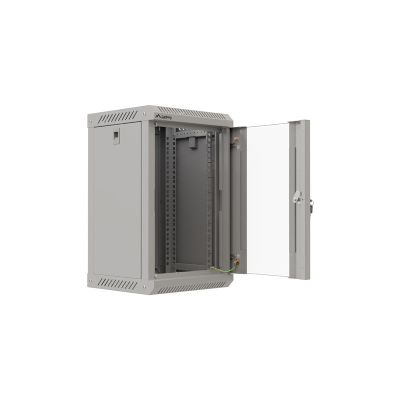 LANBERG RACKOVÁ SKRIŇA 10'' NÁSTENNÁ 9U/300X300 (FLAT PACK) S PRESKLENÝMI DVERAMI ŠEDÁ