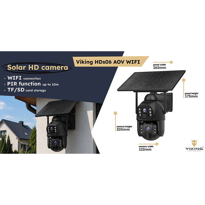 Solárna HD kamera Viking HDs06 AOV WiFi/20100 mAh/ mobilné aplikácie/ outdoor