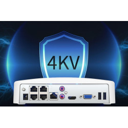 Tenda N6P-4H - PoE kamerový 4K NVR rekordér, 4 kanály, H.265+, OnViF, zvuk, web. rozhranie, SK app