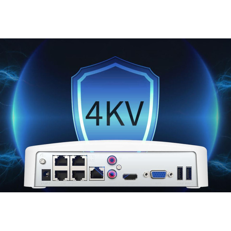 Tenda N6P-4H - PoE kamerový 4K NVR rekordér, 4 kanály, H.265+, OnViF, zvuk, web. rozhranie, SK app