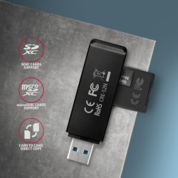 AXAGON CRE-S2N, USB-A 3.2 Gen 1 - SUPERSPEED čítačka kariet, 2-slot & lun SD/microSD, podpora UHS-I
