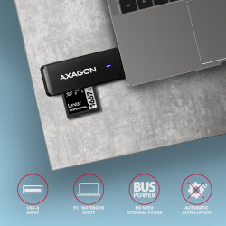 AXAGON CRE-S2N, USB-A 3.2 Gen 1 - SUPERSPEED čítačka kariet, 2-slot & lun SD/microSD, podpora UHS-I