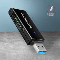AXAGON CRE-S2N, USB-A 3.2 Gen 1 - SUPERSPEED čítačka kariet, 2-slot & lun SD/microSD, podpora UHS-I