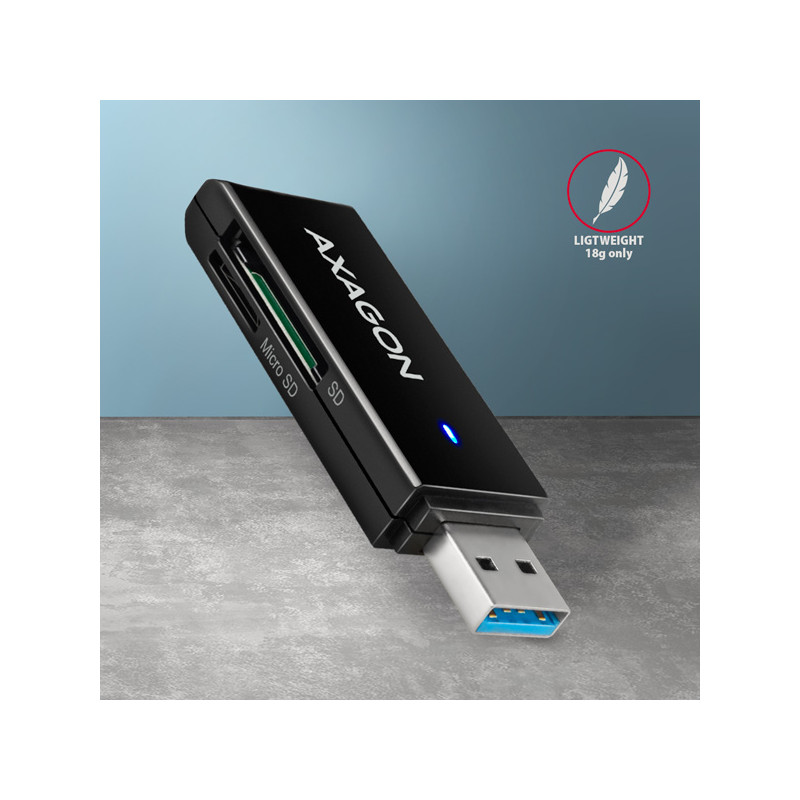 AXAGON CRE-S2N, USB-A 3.2 Gen 1 - SUPERSPEED čítačka kariet, 2-slot & lun SD/microSD, podpora UHS-I