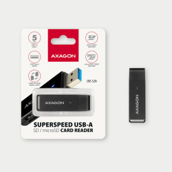 AXAGON CRE-S2N, USB-A 3.2 Gen 1 - SUPERSPEED čítačka kariet, 2-slot & lun SD/microSD, podpora UHS-I