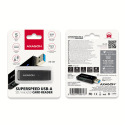 AXAGON CRE-S2N, USB-A 3.2 Gen 1 - SUPERSPEED čítačka kariet, 2-slot & lun SD/microSD, podpora UHS-I