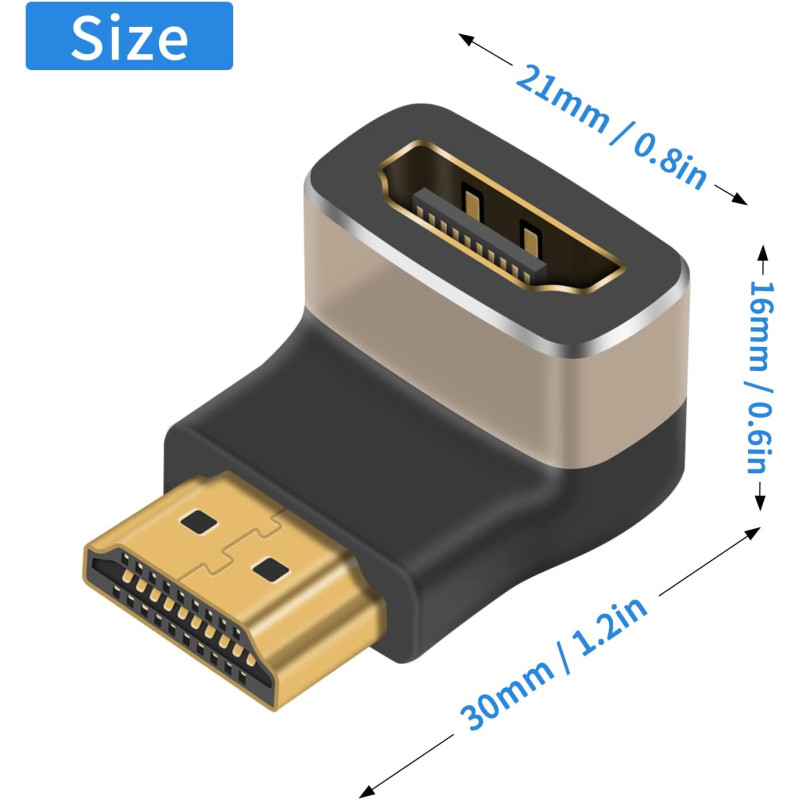 PremiumCord 8K Adaptér spojka HDMI A - HDMI A, F/M, zahnutá do pravého uhla 90 °