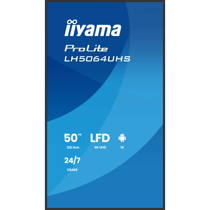 50'' iiyama LH5064UHS-B1AG: VA, 4K UHD, Android, 24/7