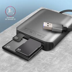 AXAGON CRE-S3, USB-A 3.2 Gen 1 - SUPERSPEED čítačka kariet, 3-slot & lun SD/microSD/CF, podpora UHS-II