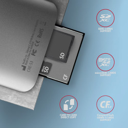 AXAGON CRE-S3, USB-A 3.2 Gen 1 - SUPERSPEED čítačka kariet, 3-slot & lun SD/microSD/CF, podpora UHS-II