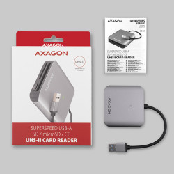 AXAGON CRE-S3, USB-A 3.2 Gen 1 - SUPERSPEED čítačka kariet, 3-slot & lun SD/microSD/CF, podpora UHS-II