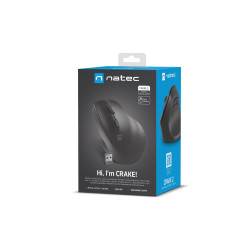 Natec CRAKE 2/Kancelárska/Optická/Pre pravákov/2 400 DPI/USB+BT/Čierna