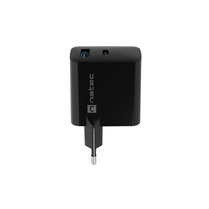 Univerzálna USB nabíjačka Natec RIBERA GaN 45W, 1X USB-A, 1X USB-C, čierna