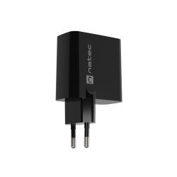 Univerzálna USB nabíjačka Natec RIBERA GaN 45W, 1X USB-A, 1X USB-C, čierna