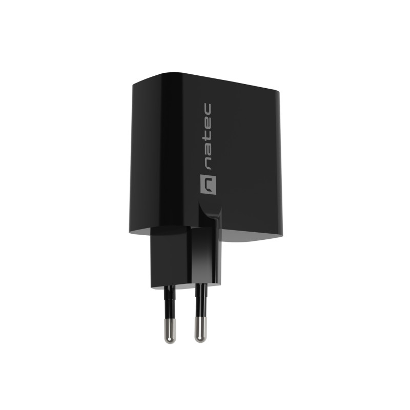 Univerzálna USB nabíjačka Natec RIBERA GaN 45W, 1X USB-A, 1X USB-C, čierna