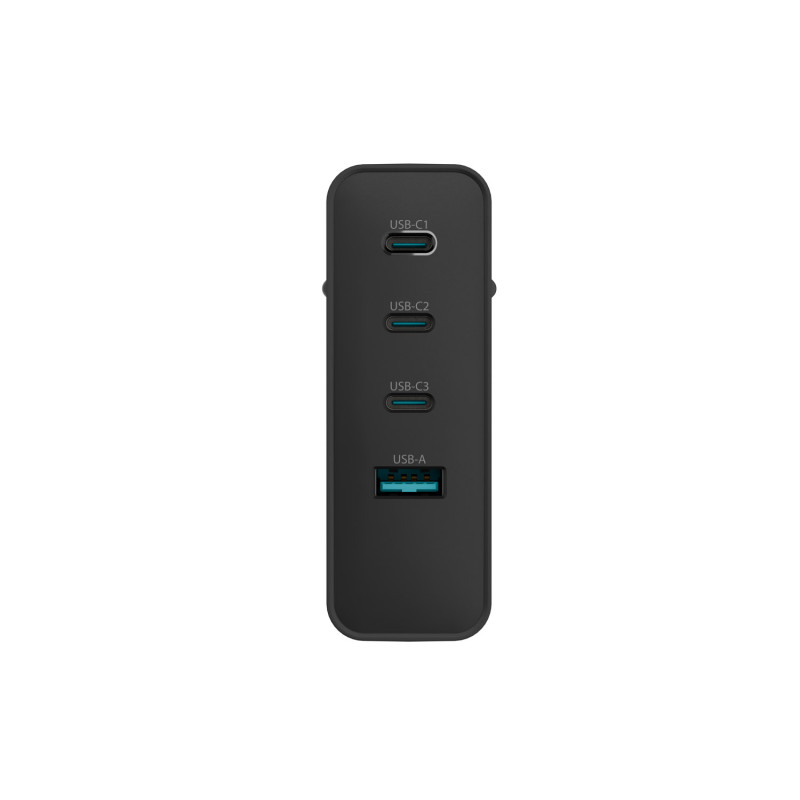 Univerzálna USB nabíjačka Natec GaN 100W, 3X USB-C, 1X USB-A, Čierna