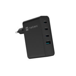 Univerzálna USB nabíjačka Natec GaN 100W, 3X USB-C, 1X USB-A, Čierna