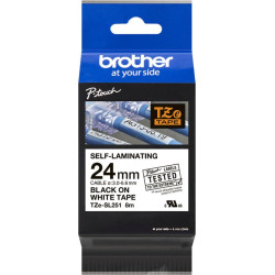 Brother TZE-SL251, biela / čierna 24mm, samolaminovací