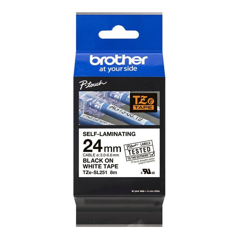 Brother TZE-SL251, biela / čierna 24mm, samolaminovací