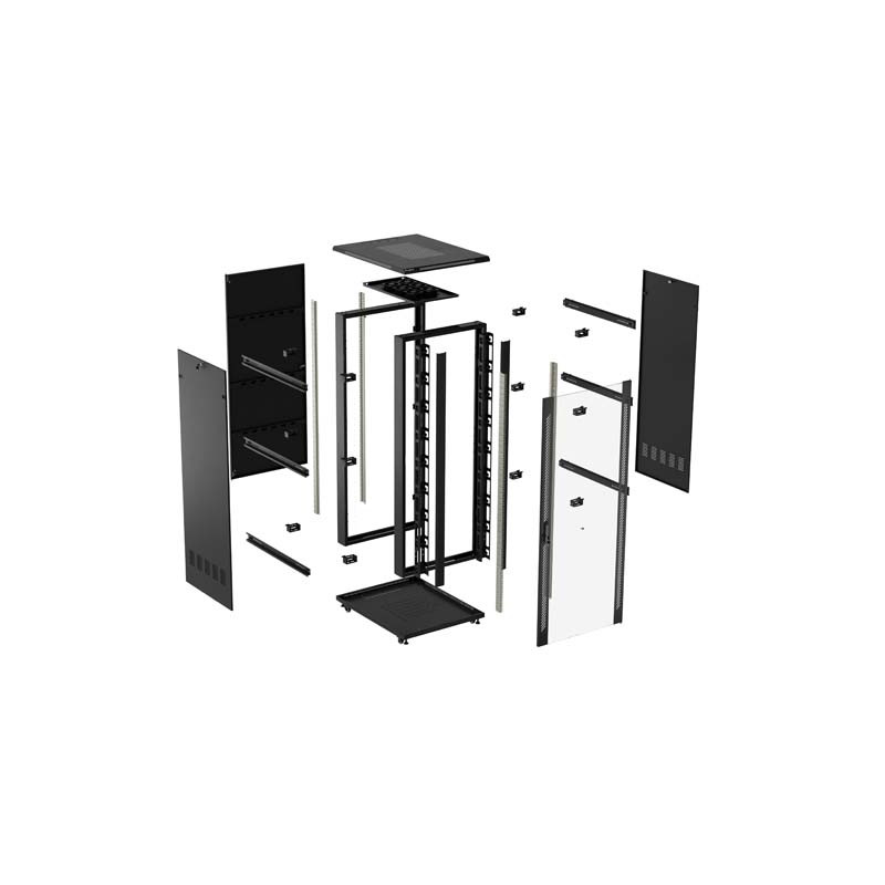 LANBERG 19'' VOĽNE STOJÚCA RACKOVÁ SKRIŇA 42U/800X1000 (FLAT PACK) S PRESKLENÝMI DVERAMI ČIERNA