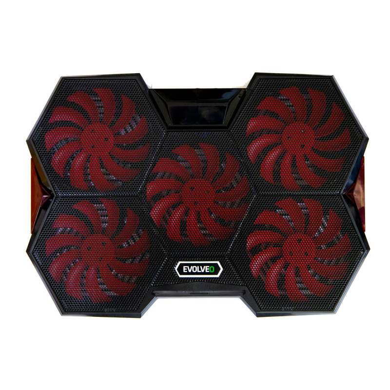 EVOLVEO Ania 14, chladiaca podložka pre notebook, 5x ventilátor, červené podsvietenie