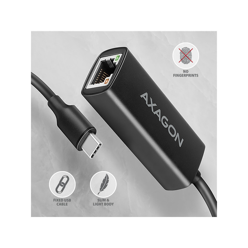 AXAGON ADE-ARC, USB-C 3.2 Gen 1 - Gigabit Ethernet sieťová karta, Realtek 8153, auto inštal