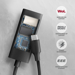AXAGON ADE-ARC, USB-C 3.2 Gen 1 - Gigabit Ethernet sieťová karta, Realtek 8153, auto inštal
