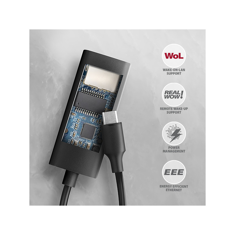 AXAGON ADE-ARC, USB-C 3.2 Gen 1 - Gigabit Ethernet sieťová karta, Realtek 8153, auto inštal