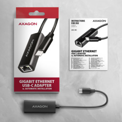 AXAGON ADE-ARC, USB-C 3.2 Gen 1 - Gigabit Ethernet sieťová karta, Realtek 8153, auto inštal