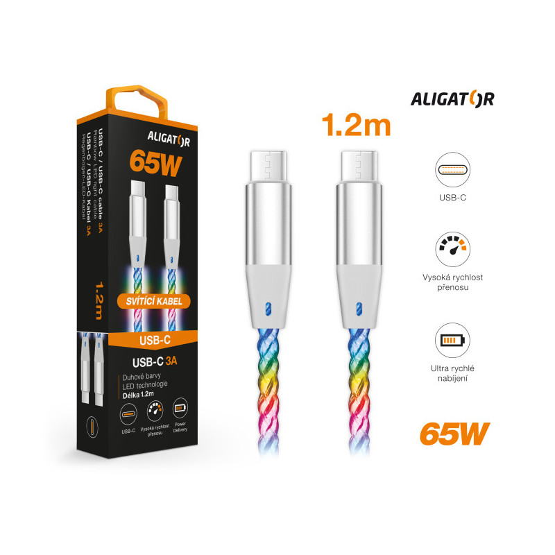 ALIGATOR Dátový kábel LIGHT 3A, 65W USB-C/USB-C 0,5m