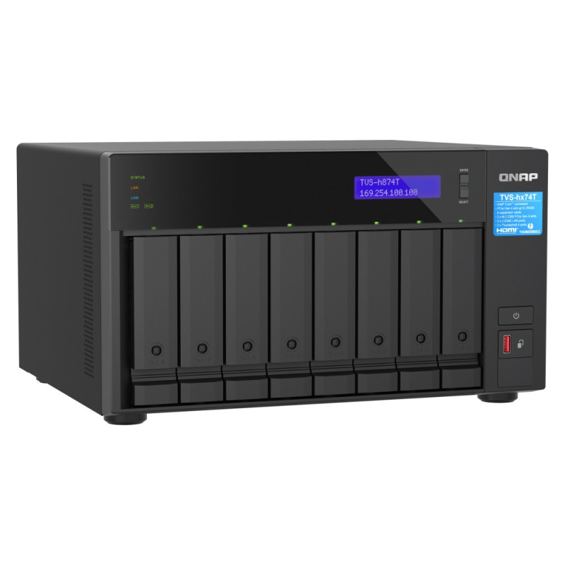 QNAP TVS-h874T-i9-64G (16core, ZFS, 64GB RAM, 8x SATA, 2x M.2 NVMe, 2x 2,5GbE, 2x Thunderbolt 4)