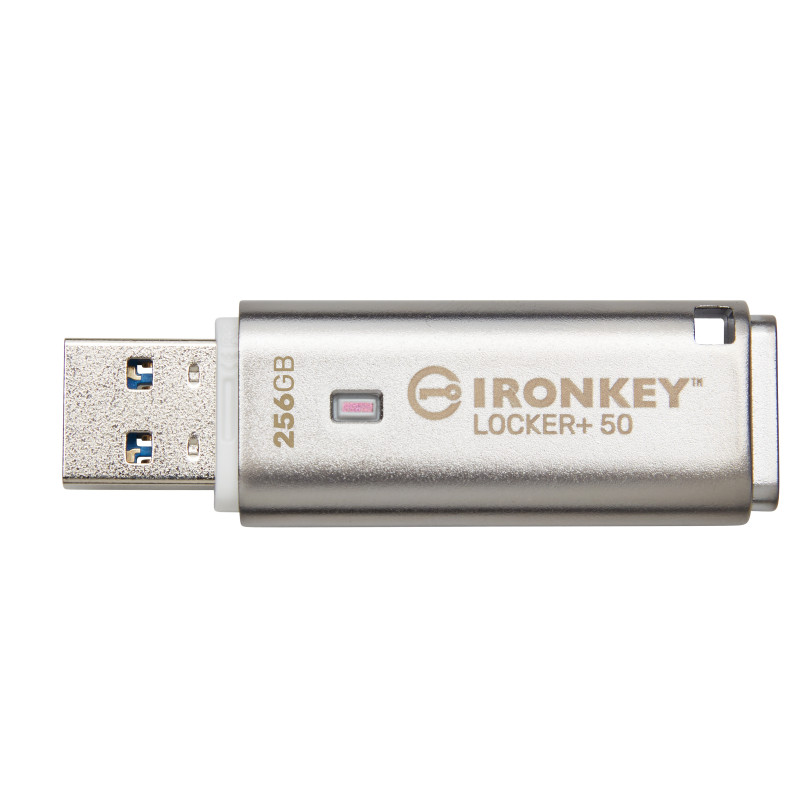 Kingston IronKey Locker+ 50/256GB/USB 3.1/USB-A/Strieborná
